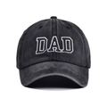 Vintage washed cotton baseball cap in charcoal gray featuring white DAD embroidery - Black DAD Adult Baseball Cap