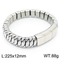 Pulsera de cadena vintage para hombre de acero inoxidable plateado 225x12mm - Estilo de Cadena Plana de Plata Pulida (A款KB162577-KJX)
