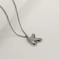 Polished silver-tone 3D bubble letter K pendant necklace with a sleek box chain - Letter K / Silver