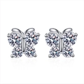 Elegant butterfly-shaped silver stud earrings with sparkling cubic zirconia stones - Butterfly Stud Earrings (ED24)