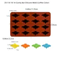 Brown 16-cavity bat silicone mold for Halloween chocolate and candy making with dimensions - 16-Cavity Bat Style (D5118-1B)