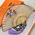 Chinese silk embroidery folding fan with purple butterflies and matching gift box - 2026 Hot Selling Item - Suzhou Embroidery Fan - A Fleeting Success