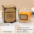 Sweet orange scented candle in square glass cup with matching kraft gift box - Orange Sweet Orange