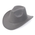 Classic grey felt fedora hat with a wide brim and detailed stitching for autumn style - M (56-58cm) / Gray