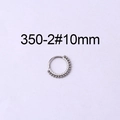 Anneau 10mm en acier inoxydable argenté avec zircons et bordure perlée élégante - Style Perlé à Rangée de Zircons (350-2#-10MM) / 10mm