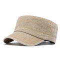 Casquette cadet vintage en coton lavé kaki avec tissu texturé et œillets - Réglable / Kaki