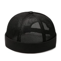 Breathable black mesh docker cap with cotton rolled edge for men and women - Black