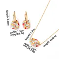Buntes Emaille Schweinenasen Schmuckset mit vergoldeter Halskette und Ohrringen - Gold/Buntes Mosaik