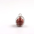 Silberner Spiralkäfig-Anhänger mit rotem marmoriertem Naturkristall-Edelstein für Schmuck - Roter Jaspis