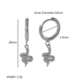 Silberne Schlangen-Ohrhänger mit Zirkonia und 10 mm Innendurchmesser für Damen - Silberne Schlangenform (TE6347-S)