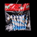 Christmas tree blue and white striped cane hanging ornaments, 6 pieces set with gold string - Set of 6 / Blue