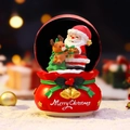 Aimant de frigo boule à neige de Noël avec base de sac cadeau rouge et paillettes - 8511 Tenant un cadeau / Grand 100 Neige+Lumière+Musique