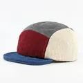 Berretto da baseball vintage in velluto a coste patchwork blu navy e rosso - Regolabile / Grigio + Tesa Blu
