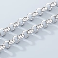 Close-up of classic silver 304 stainless steel rolo chain with round polished links - 12mm Polished Steel Color