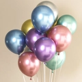 Assorted 10-inch metallic party balloons in blue, gold, and pink for celebrations - Mixed Metallic