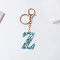 Bohemian style letter Z keychain with colorful patterns and rose gold lobster clasp - Letter Z (No Tassel)