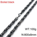 Collier vintage en acier inoxydable noir avec texture martelée et maillons de style industriel - Collier 80cm