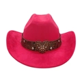 Sombrero vaquero rosa de ante sintético con hebilla de corazón de strass y banda grabada - Talla única / Rosa Roja (Gran Corazón)