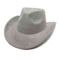 Detailed view of grey faux suede cowboy hat showing fine stitching and soft matte texture - M (56-58cm) / Light Gray