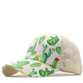 Detail of breathable mesh panel and colorful cactus print on a summer ponytail baseball cap - Adjustable / Full Cactus Print Style (15)