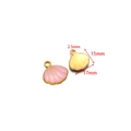 Pink shell pendant 17x15mm in gold plated finish for DIY jewelry necklaces - Single-Sided Enamel Shell Pendant (F2338) / 5 Pieces/Pack (15x17mm) / Pink