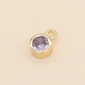 14k gold plated birthstone pendant with round purple zircon and hanging ring - Light Purple