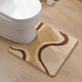 U-shaped floccose bath mat with beige wave pattern for bathroom toilet base - Feras Wave / Toilet Mat 50*55cm