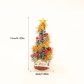 Miniature Christmas tree with gold ribbons and star, 11cm small desktop decoration - Gold Ribbon