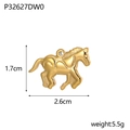 Polished stainless steel horse pendant charm with 1.7cm height and 2.6cm width detail - Gold Horse Pendant (P32627DW0)