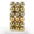 Champagne gold Christmas ball ornaments set with mixed textures in transparent box - 4cm/36Pcs / Gold