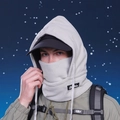 Máscara facial de invierno en forro polar gris con ala negra y calentador de cuello - Gris claro