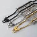 Hip hop lion head clasp box chain necklaces in black, silver, and gold steel finishes - Lion Style / Steel