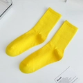 Bright yellow ribbed cotton crew socks in vibrant candy color for women - One Size / Bright Yellow