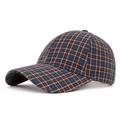 Berretto da baseball a quadri stile britannico blu scuro e arancione per donna - Blu navy