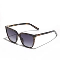 Quadratische Sonnenbrille in Schildpatt-Optik mit grauen Verlaufsgläsern und Goldakzent - Blau Violett Muster