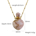 Pink heart crystal perfume bottle necklace with detailed dimensions and golden chain - Sakura Pink