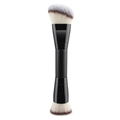 Pennello trucco a doppia punta per fondotinta e contouring con manico nero elegante - Nero Testa Piatta