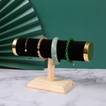 Porta bracciali a T in velluto nero con base in legno massiccio per esposizione gioielli - Tipo B Velluto Nero