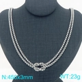 Silver stainless steel box chain knot necklace, 450mm length and 3mm width, sleek design - 3mm Steel Color Necklace (KN295083-Z)