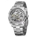 Men's skeleton automatic mechanical watch in silver stainless steel with roman numerals - Full Silver Style / Silver