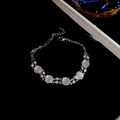Détail du bracelet en œil de chat avec fleurs en zircon et chaîne en argent ajustable - Style Double Rond avec Pierre Œil de Chat Argenté (5# Bracelet - Double Rond Argent)
