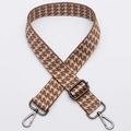 Adjustable brown and beige houndstooth woven wide shoulder strap with gunmetal hardware - No. 336 Gunmetal Hook