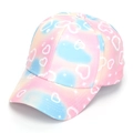 Detail of pink and blue tie-dye baseball cap with white heart prints and stars - 52-54cm / 9# Heart Stars
