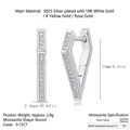 Elegant V-shaped S925 silver hoop earrings with 30 moissanite stones in 18K white gold finish - Silver/E13246