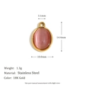 18K gold plated stainless steel floral pendant with pink enamel oval charm and dimensions - Ruby Waterdrop Pendant-Gold
