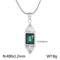 Collana a catena serpente d'argento con pendente smeraldo e pietre trasparenti - Collana in acciaio/argento (KN237375-KLX)