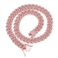 Dettaglio catena cubana da 14mm in oro rosa con diamanti incastonati e chiusura quadrata hip hop - 18cm / Fibbia a Barba di Drago Oro Rosa