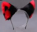 Cute black and red plush cat ear headband for Lolita cosplay and animal costume parties - Black and Red