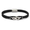 Bracelet tressé style chaîne de VTT avec maillon argenté et fermoir magnétique - Paracorde Noire Boucle Magnétique Ronde