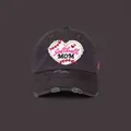 Gorra de béisbol negra lavada con efecto desgastado y bordado de corazón softball mom - gris oscuro